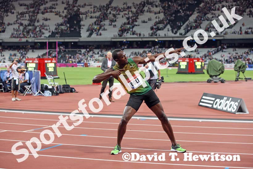 Usain Bolt, 100 metres,  2013 IAAF Diamond League, Sainsbury's Anniversary Games, Queen Elizabeth Olympic Park, London.